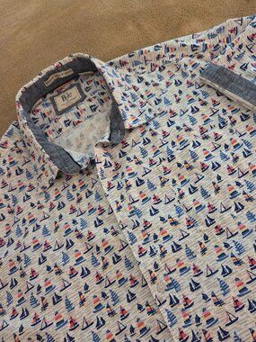 Rebel James & Charli RJC 100% Cotton Shirt 4X Sail Happiness Comes In Waves NYC
